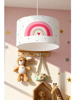 Allians Pembe Gökkuşağı Desenli Çocuk Odası Avizesi, Renkli ve Neşeli Işıklandırma