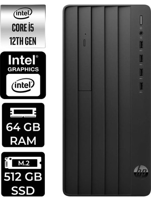 HP Pro Tower 290 G9 i5 12500 64GB RAM 512GB SSD FreeDOS B70VDATPN313 Masaüstü Bilgisayar + Per4 USB