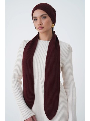 Mg Otantik Kadın Kapüşonlu Atkı Yumuşak Dokulu Örgü Şal