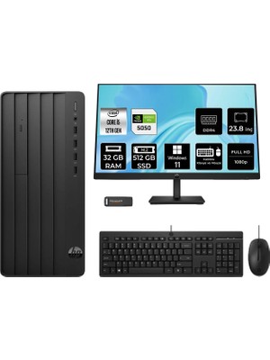 HP Pro Tower 290 G9 i5 12500 RTX 5050 8GB 32GB RAM 512GB SSD 23.8" FHD Win11 Pro B70VDATPN769 Masaüstü Bilgisayar + Per4 USB
