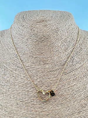 Taqi'm Jewelry Çelik Gold Kalpli Harf Kolye (B Harfi) 45CM