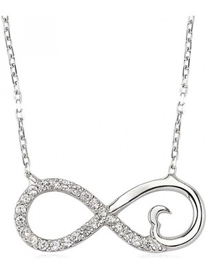 Marsilyan 925 Ayar Gümüş Kalpli Sonsuzluk Kadın Gümüş Kolye PT2410018 (72)