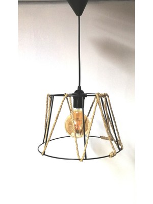 Allians Şık Siyah Halatlı Tekli Avize, Modern Oturma ve Çocuk Odası Dekoru