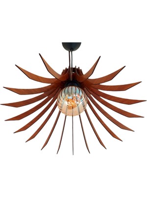 Allians Modern Ahşap 3D Lazer Kesim Rustik Salon Avize