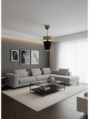 Allians Siyah Başlıklı Gold Krom Retro Tarz Tekli Avize, Şıklık ve Şıklık Sunar