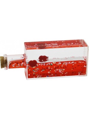 Marsilyan Kırmızı Su Kalp - Yıldız Dikdörtgen Mika Şişe Yüzen Batmayan Dekoratif Biblo AKVARYUM4.2X6.4X17CM (4887)
