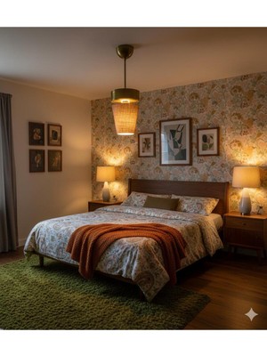 Allians Şık Desenli Retro Tarz Gold Kromlu Tekli Avize