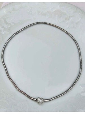 Taqi'm Jewelry Silver Kalpli Pndr Çelik Kolye 45CM