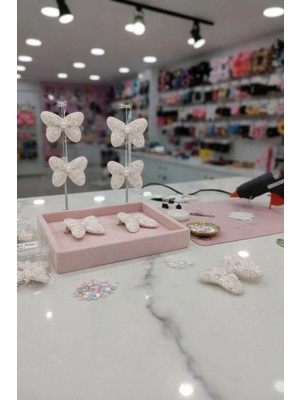 Nati Co Kız Çocuk Beyaz Kelebek Pens Toka – Inci Detaylı Payetli Şık Tasarım