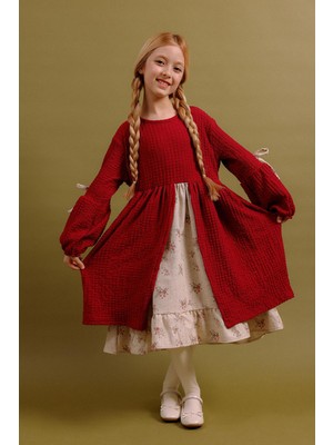 Perendi Kız Çocuk Keten Özel Gün Prenses Elbisesi