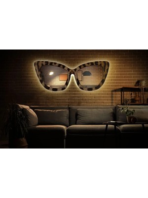 Nilisis Zebra Desenli Gözlük Ayna, Gözlük Şeklinde Duvar Aynası