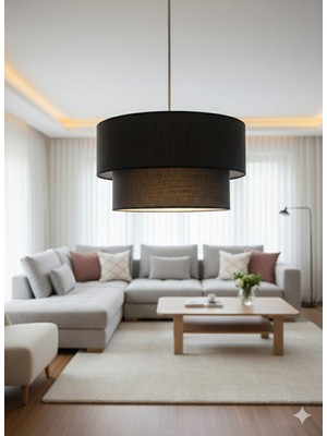 Allians 2 Katlı Kumaş Başlık, Pasta Avize, Yatak ve Çocuk Odası Aydınlatması