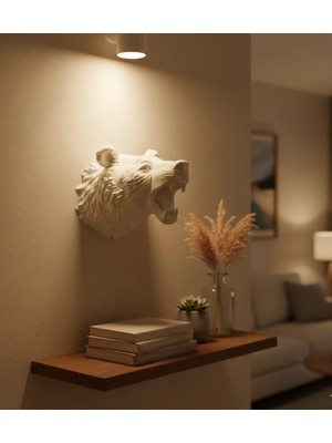 Beta Moda Hub Beyaz Renk 3D Ayı Başı Duvar Dekoru