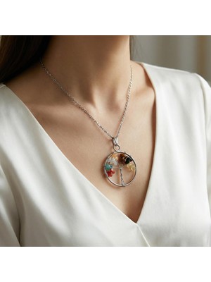 Taş Sandığı Ikizler Burcu Hayat Ağacı Kolye - Paslanmaz Çelik