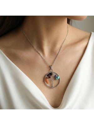 Taş Sandığı Yay Burcu Hayat Ağacı Kolye - Paslanmaz Çelik