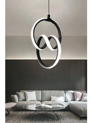 Allians Siyah Kasa ile Beyaz Işıklı Modern LED Avize, Salon, Mutfak ve Antre Dekorasyonu