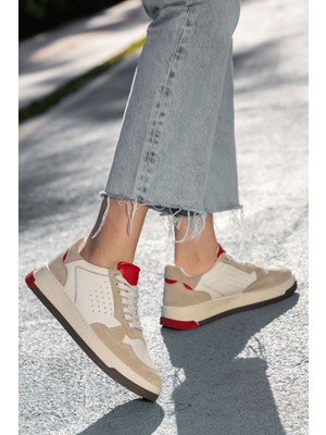 Panorama Süet Detaylı Hakiki Deri Kadın Sneaker