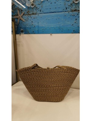 Beta Moda Hub El Yapımı Örgü Omuz Çantası &amp; Plaj Çantası Kaverengi