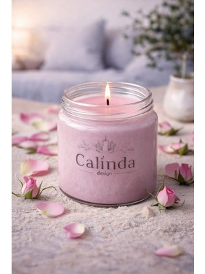 Calinda Candles Kavanoz Mum | Gül Kokulu %100 Soya Wax Dekoratif Mum – El Yapımı Modern Tasarım