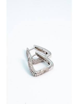 Sirenith Gümüş Kaplama Taşlı Çelik Küpe