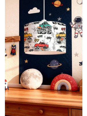 Allians Renkli Kamyon Desenli Çocuk Odası Avizesi, Eğlenceli ve Şık Tasarım