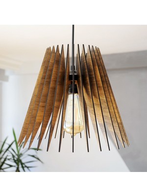 Allians Şık Ahşap Sarkıt Avize, Modern ve Doğal Tasarım, Evinize Zarafet Katar