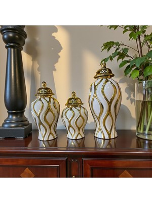 Sleep Nova Golden Flow Gold Dekoratif Küp Seti – Üçlü Beyaz Altın Salon Konsol Üstü Lüks Obje Takımı