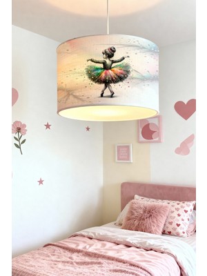 Allians Çocuk Odası Renkli Balerin Desenli Avize, Şık ve Eğlenceli Aydınlatma