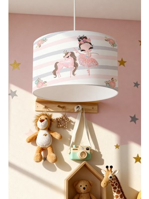 Allians Rüya Gibi Çocuk Odası Avizesi, Unicorn ve Balerin Teması ile Işıltılı Ortam