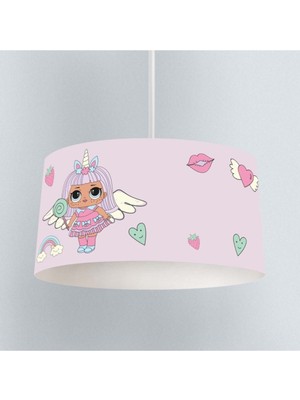 Allians Renkli Çocuk Odası Sarkıt Avize, Şeker Kız Desenli Dijital Baskı