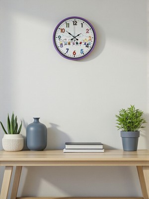 Çetiner Group 36 cm Mor Çocuk Odası Duvar Saati
