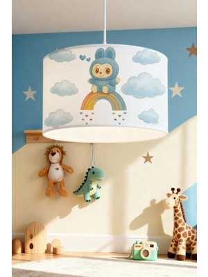 Allians Renkli Pofi Desenli Çocuk Odası Avizesi, Yumuşak ve Şık Tasarım