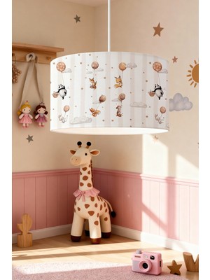 Allians Rüya Gibi Mavi Bulutlar ve Ayıcık Desenli Çocuk Odası Avizesi