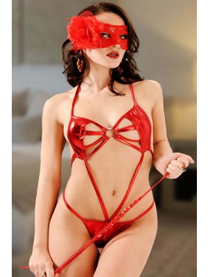 Sistina Hnrlishp Kırmızı Deri ( Lame ) Gecelik - 464 - Beden Standart