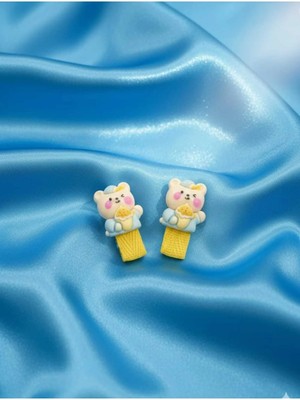 Nati Co Minimalist Panda Karakterli Sarı Bebek Saç Aksesuarı (2 Adet)