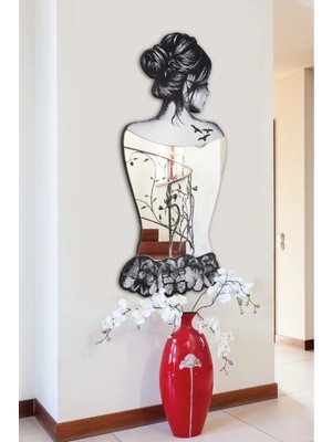 Nilisis Kelebek Detaylı Kız Ayna, Renkli Dekoratif Duvar Aynası 110 cm X50CM