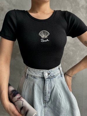 Zengezur Mall Hnrlishp Bac Nakışlı Bluz Siyah (Beden: Standart)