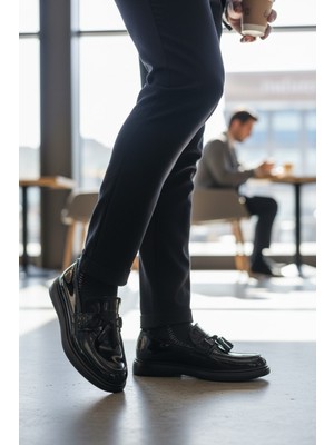 Enoch Corcik Model Erkek Çocuk Ayakkabı Okul Ayakkabısı Sünnet Düğün Takım Elbise Ayakkabısı Rugan Siyah