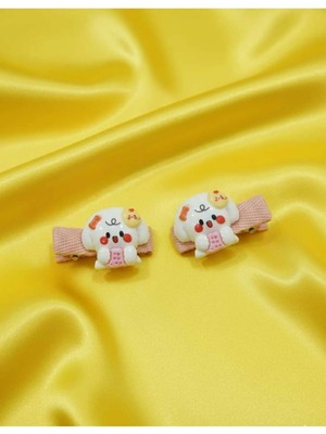 Nati Co Minimalist Panda Karakterli Pembe Bebek Saç Aksesuarı (2 Adet)