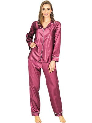Sistina Hnrlishp Mor Saten Pijama Takımı - 1613 - Beden L