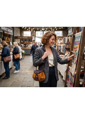 Otohousse Hakiki Deri El Işçiliği Mini El Çantası / Cüzdan