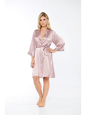 Sistina Hnrlishp Vizon Ipek Saten Sabahlık - 14006 - Beden M