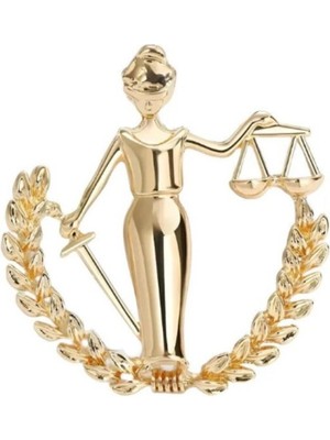 Punky Store Adalet Figürlü Gold Broş – Themis Terazili Yaka Broşu, Avukat ve Hukuk Temalı Aksesuar
