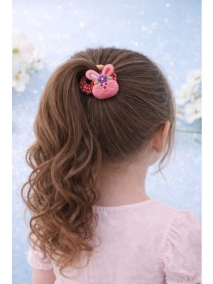 Nati Co Kız Çocuk Tavşan Figürlü Kırmızı Lastik Toka ( 1 Adet )