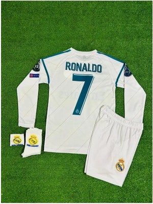 Legent Lady R.e.a.l Madrid 2018 Kiev Şampiyonlar Ligi Cristiano Ronaldo Uzun-Kol Çocuk Forması 4'lü (Armalı)