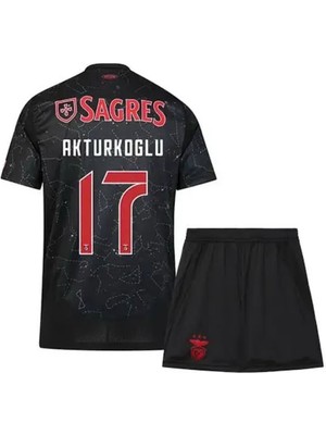 Legent Lady Benfica 2024/25 Yeni Sezon Kerem Aktürkoğlu Deplasman (Black) Çocuk Forması 4'lü Set