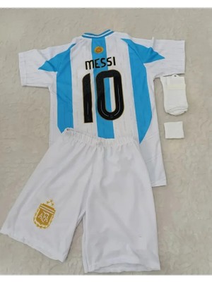 Legent Lady Arjantin 2024/25 Sezon Lionel Messi Çocuk Forması Şort Çorap Bileklik 4'lü Seti