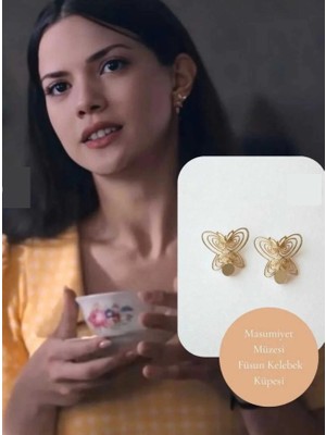 Füsun Kelebek Küpe – Masumiyet Müzesi Dizisinden Esinlenilmiş Gold Renk Çelik Küpe