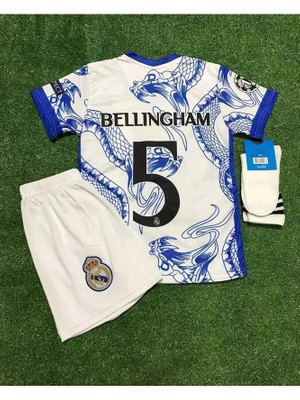 Legent Lady Yeni Sezon Yılan Desenli Jude Bellingham Çocuk Forması Şort Çorap Bileklik 4'lü Set