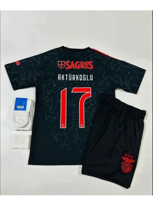 Legent Lady Benfica 2024/25 Yeni Sezon Kerem Aktürkoğlu Deplasman Çocuk Forması 4'lü Set (Black)